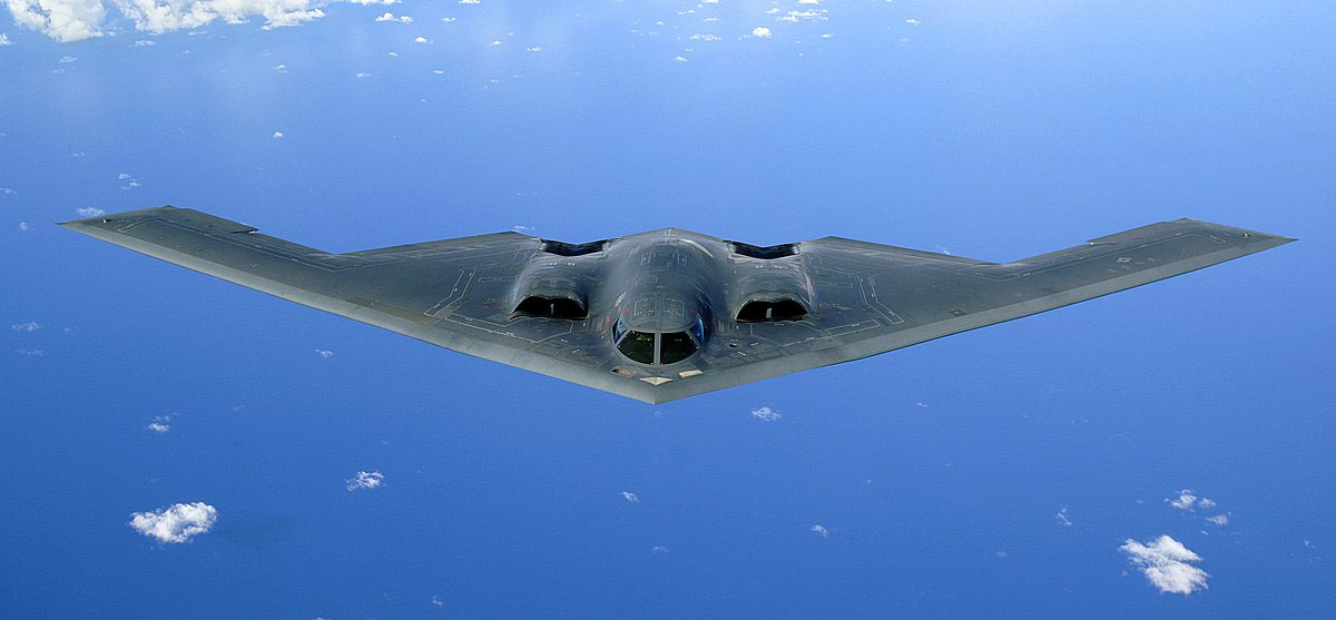 OVER THE PACIFIC OCEAN -- A B-2 Spirit soars through the sky after a refueling mission, 30 May, 2006. The B-2 is assigned to the 393rd Expeditionary Bomb Squadron from Whiteman Air Force Base, Mo. The bomber is currently deployed to Andersen AFB, Guam, as part of a continuous bomber presence in the Asia-Pacific region. .(U.S. Air Force Photo by: Staff Sgt Bennie J. Davis III)..